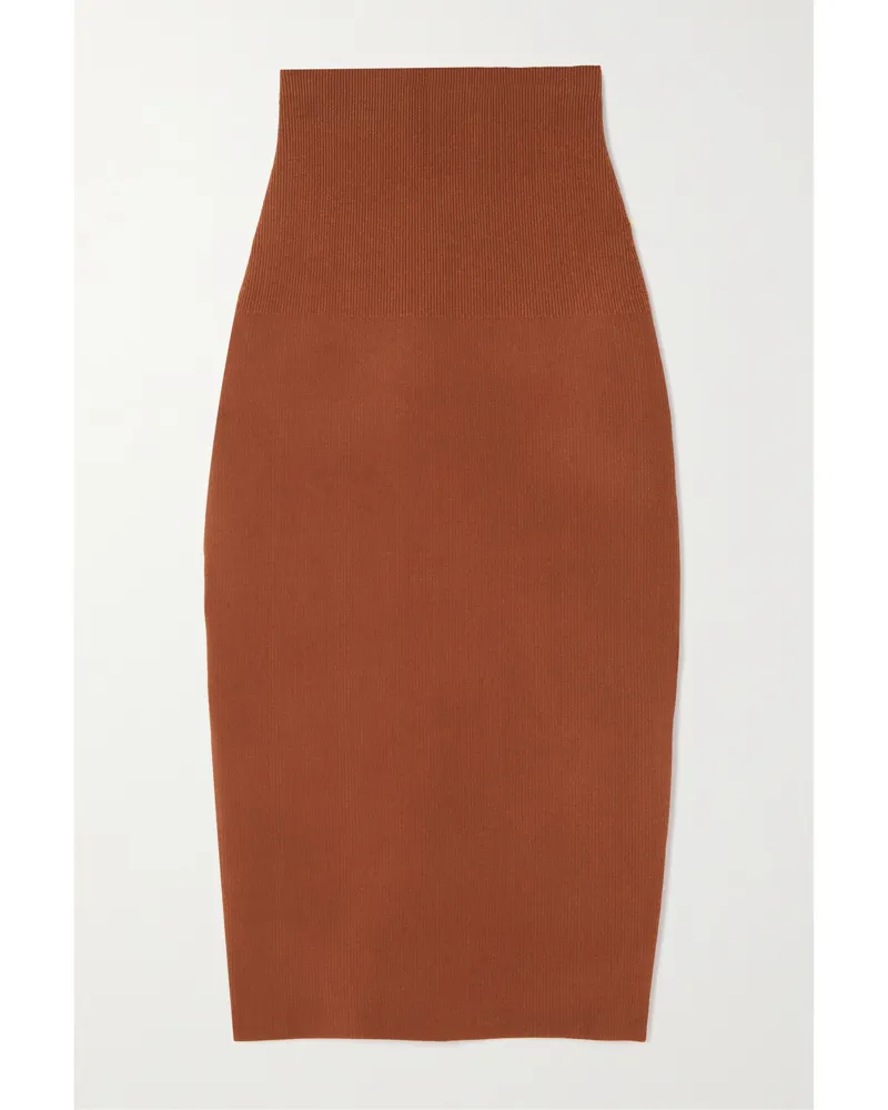 Victoria Beckham Vb Body Midirock Aus Geripptem Stretch-strick - Braun Braun