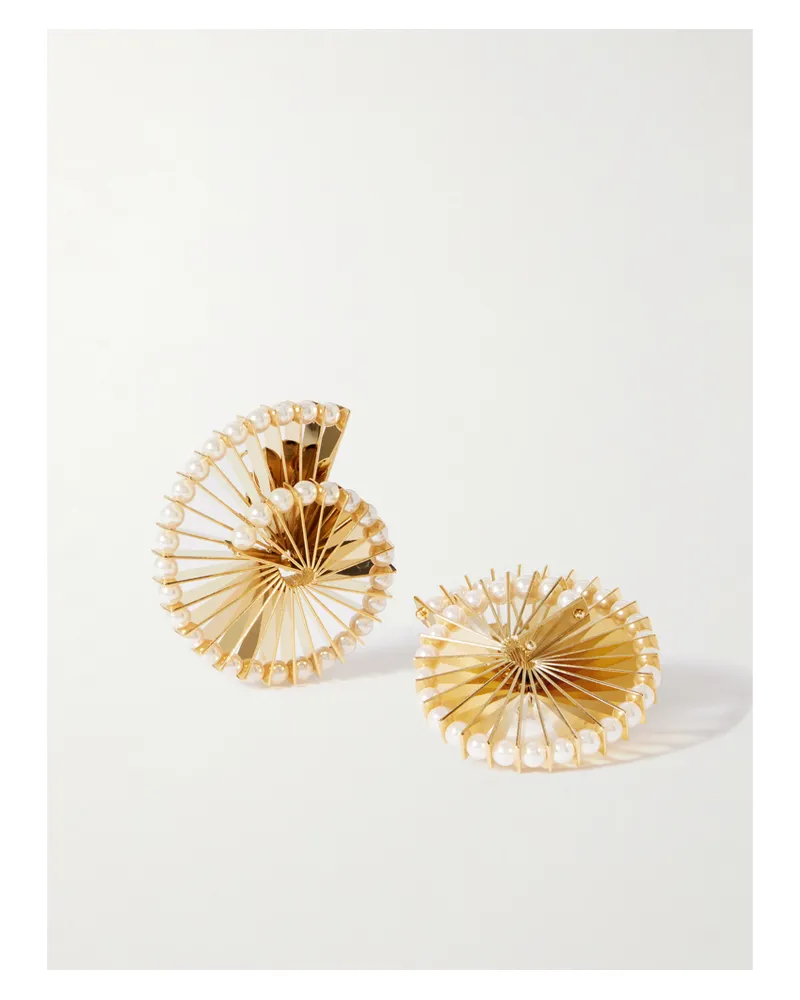 Paco Rabanne Goldfarbene Ohrringe Mit Kunstperlen Gold