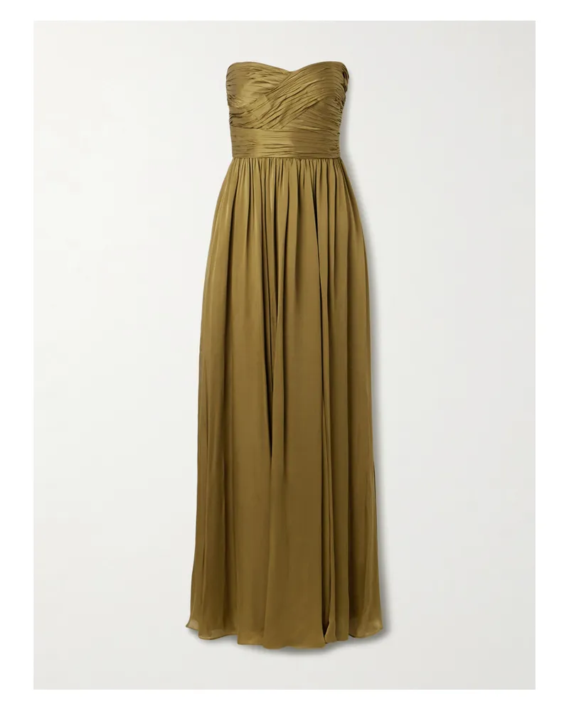 Ulla Johnson Anastasia Trägerlose Robe Aus Seidensatin Mit Raffungen - Braun Braun