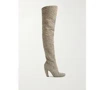 Canalazzo Overknees Aus Intrecciato-veloursleder - Grau