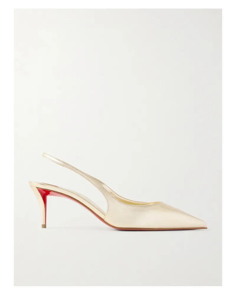 Christian Louboutin Miss Z Metallic Leather Slingback Pumps - Gold Gold