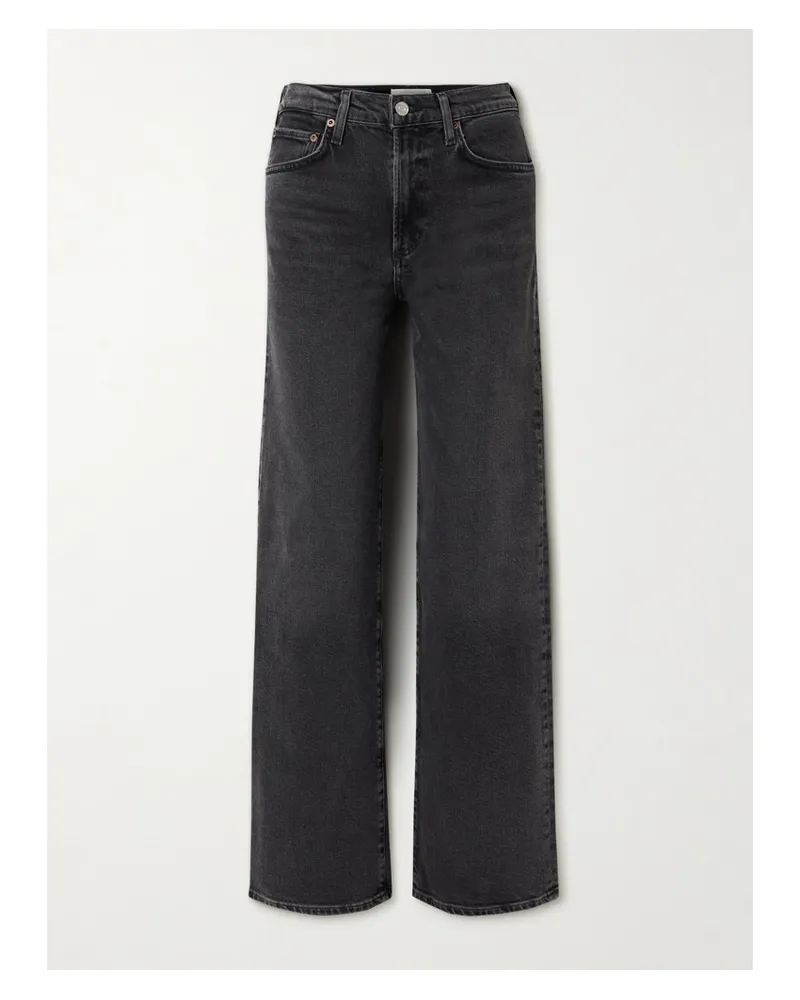 AGOLDE Harper Mid-rise Wide-leg Jeans - Black Black
