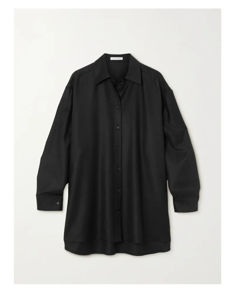 The Row Caroline Oversized-hemd Aus Wolle - Schwarz Schwarz
