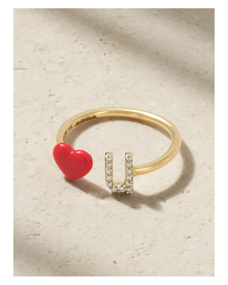 Alison Lou Love U Ring aus 14 Karat Gold