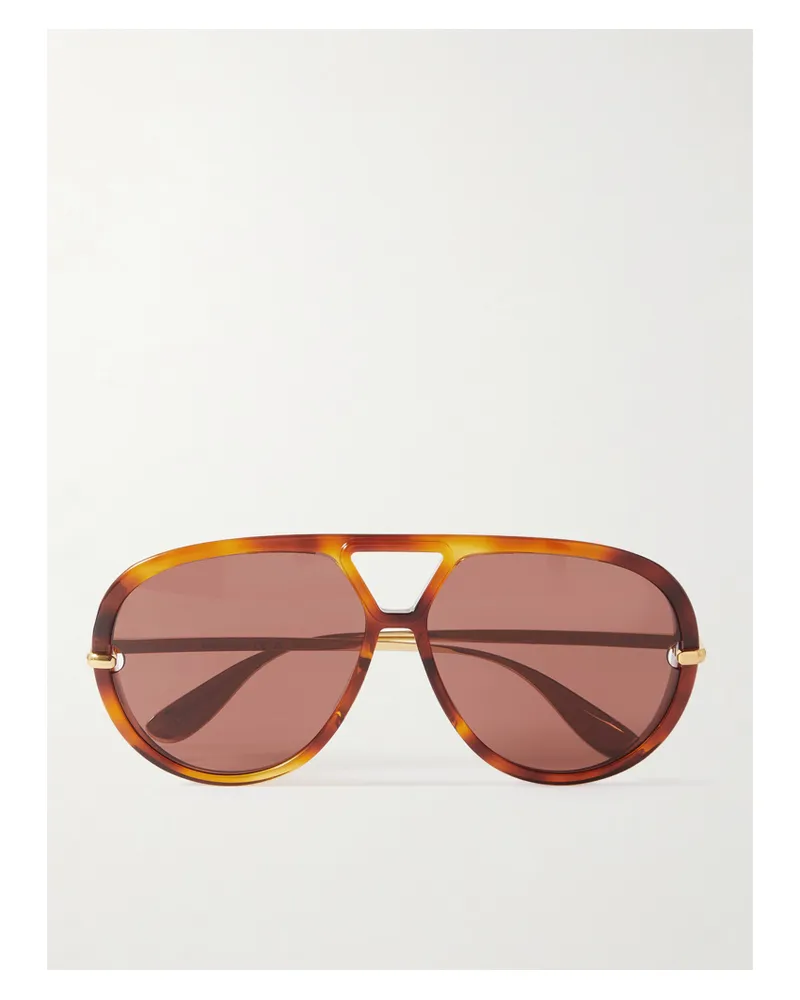 Bottega Veneta Drop Oversized Aviator-style Tortoiseshell Recycled-acetate And Gold-tone Sunglasses Tortoiseshell