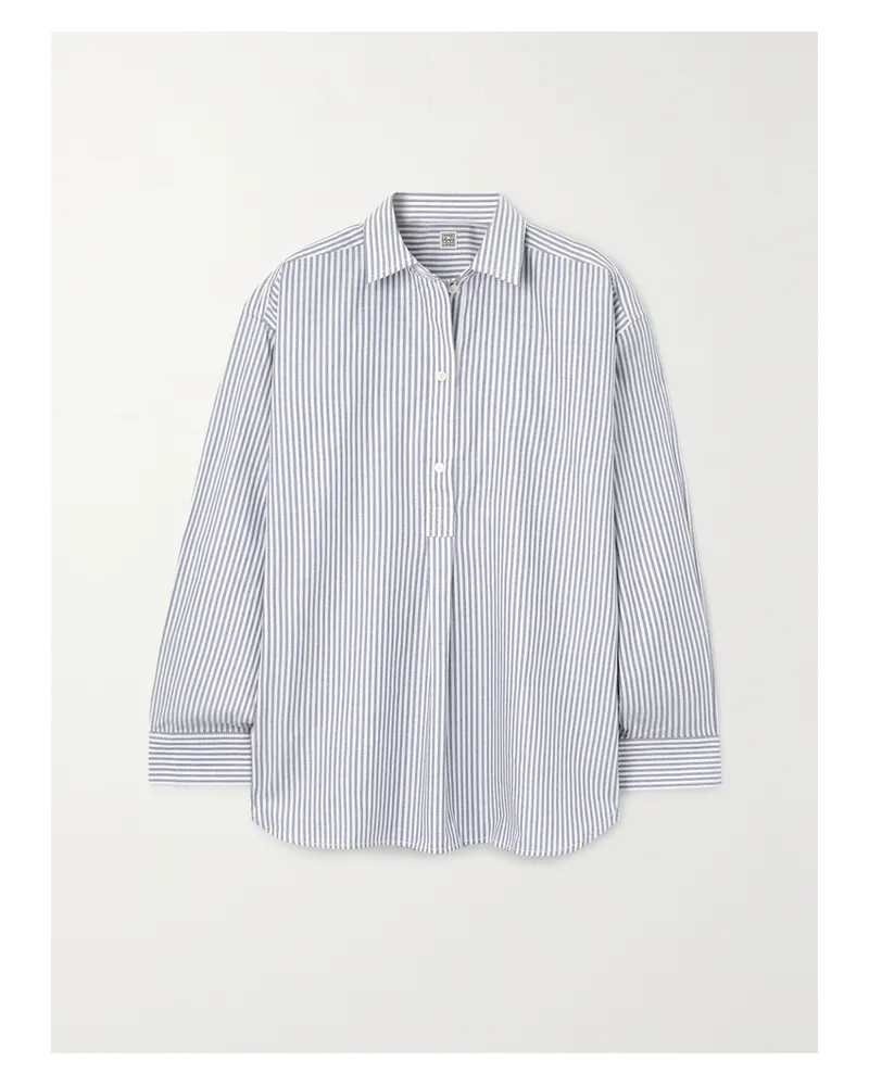 Totême Hemd Aus Gestreifter Baumwollpopeline - Blau Blau