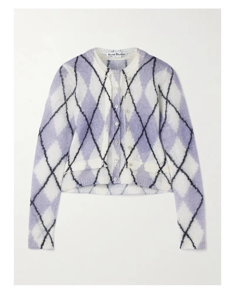 Acne Studios Mehrlagiger Pullover Aus Einer Mohairmischung Mit Argyle-muster - Lila Lila
