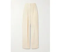 Balloon Hose Mit Weitem Bein Aus Popeline Mit Falten - Creme