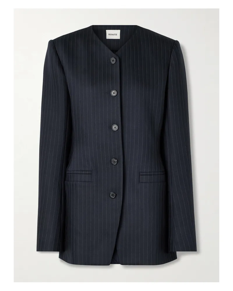KHAITE Naran Blazer Aus Webstoff Mit Fischgratmuster Und Nadelstreifen - Blau Blau