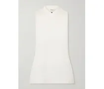 Sleeveless Embroidered Stretch-cotton Jersey Tank Top - White