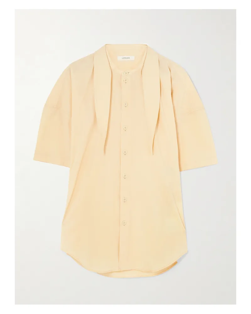 Christophe Lemaire Tie-neck Cotton-muslin Shirt - Yellow Yellow