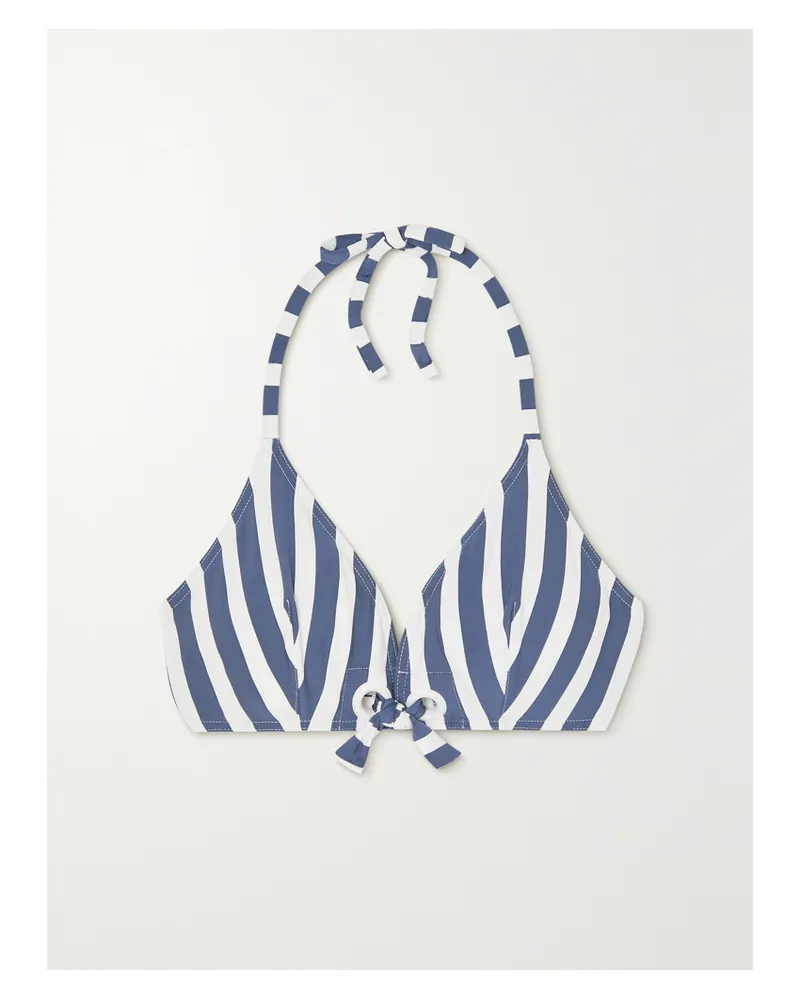 Eres Samba Mucho Gestreiftes Triangel-bikini-oberteil Mit Ösen - Blau Blau