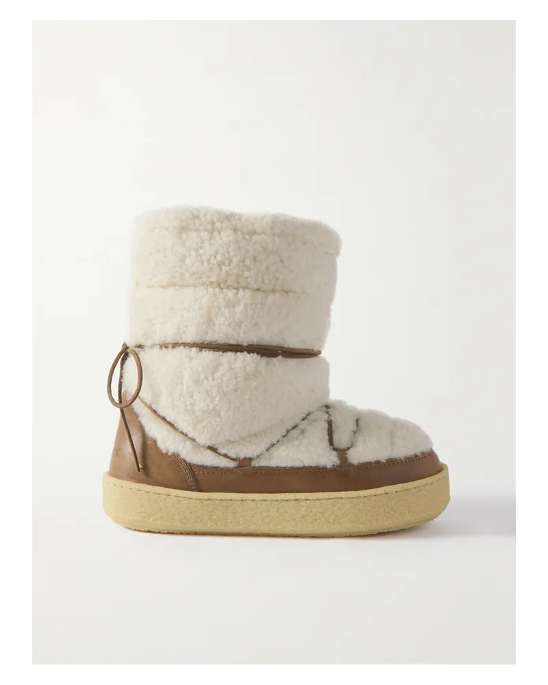 Isabel Marant Zimlee Schneestiefel Aus Shearling Und Leder - Ecru Ecru