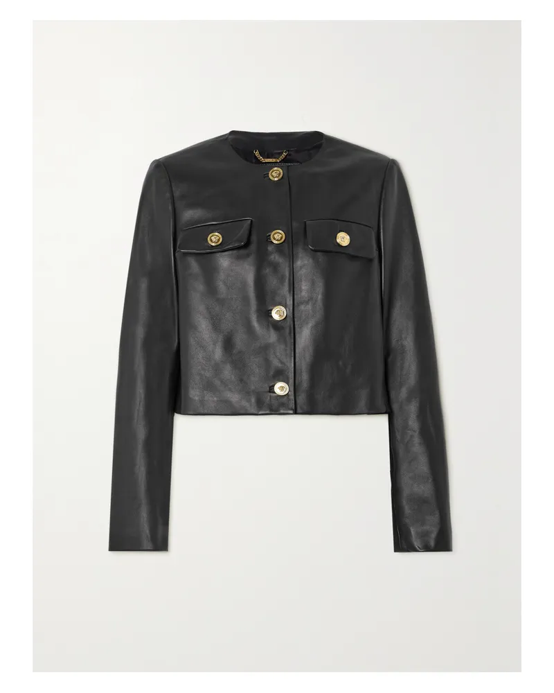 Versace Verkürzte Lederjacke - Schwarz Schwarz