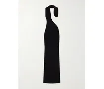 Asymmetric Open-back Jersey Gown - Black