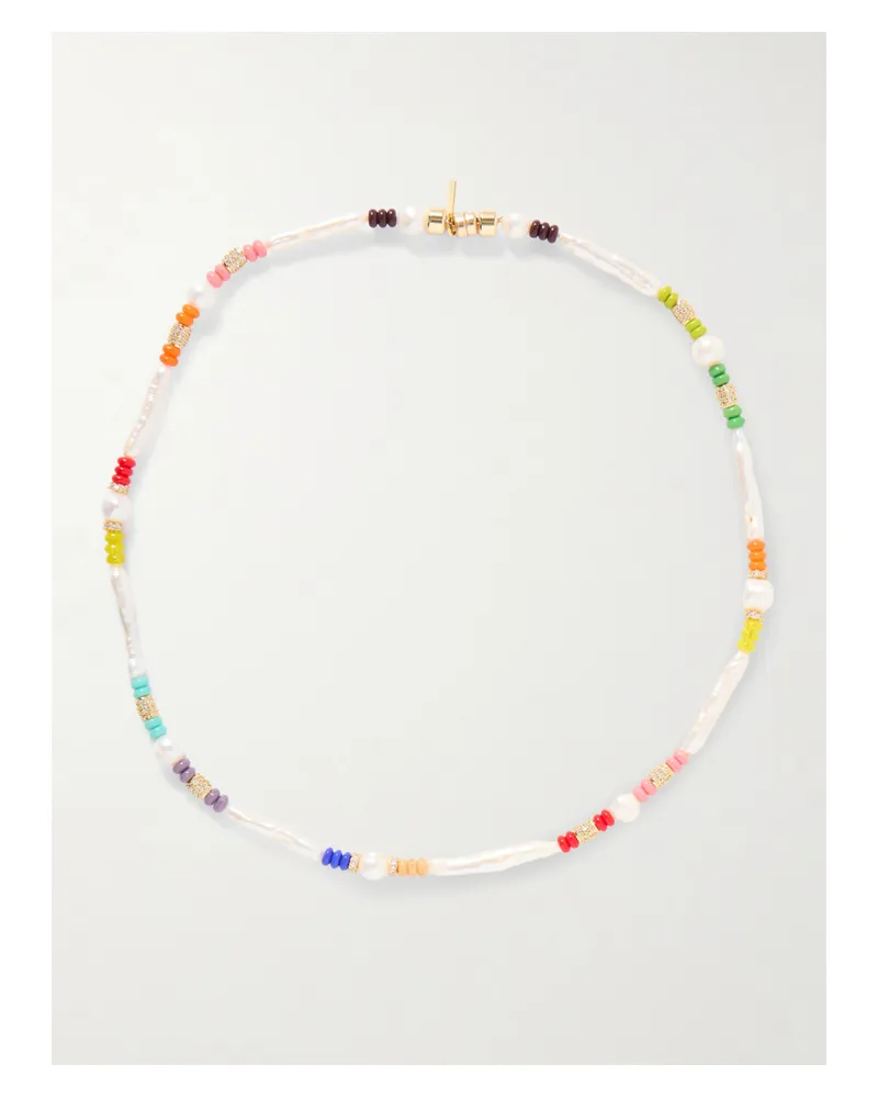 Martha Calvo Kai Gold-plated, Pearl, Enamel And Crystal Necklace - Multi Multi