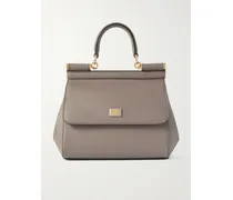 Sicily Small Textured-leather Tote - Brown