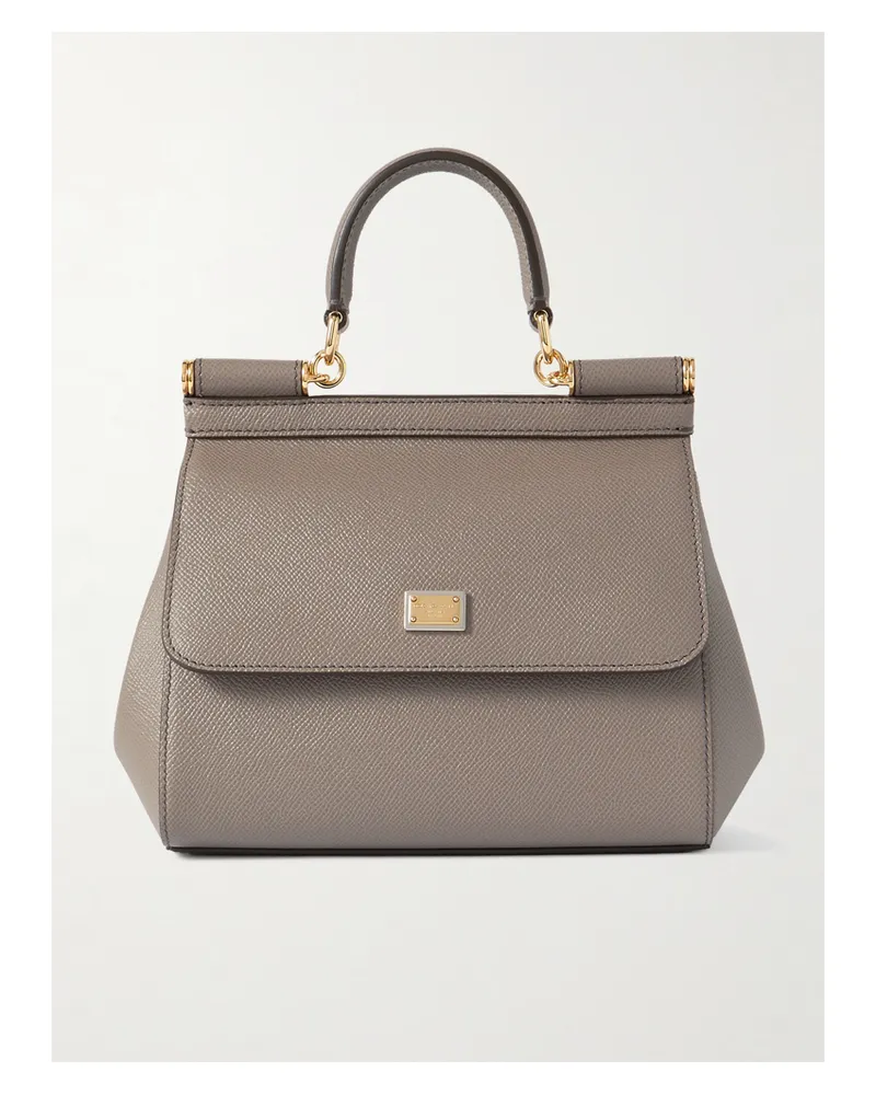 Dolce & Gabbana Sicily Small Textured-leather Tote - Brown Brown