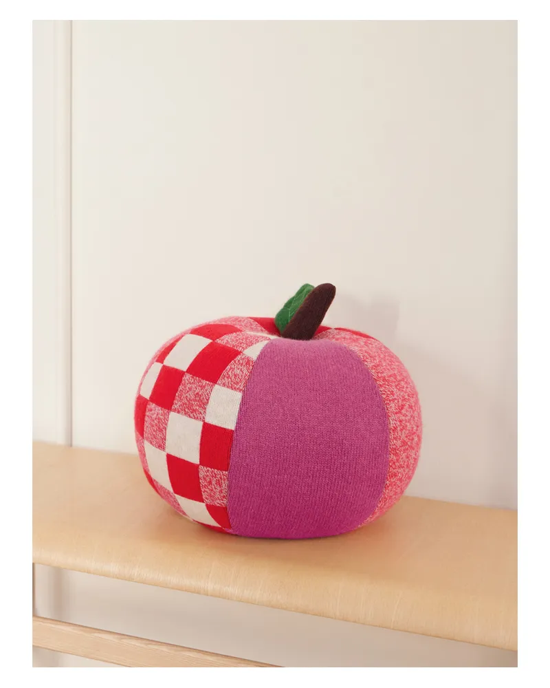 The Elder Statesman Apple Stuffie Kissen Aus Kaschmir Mit Karomuster - Pink Pink