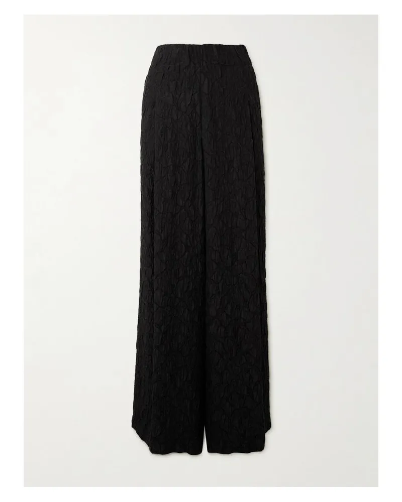 Dries van Noten Hose Mit Weitem Bein Aus Strukturiertem Webstoff - Schwarz Schwarz