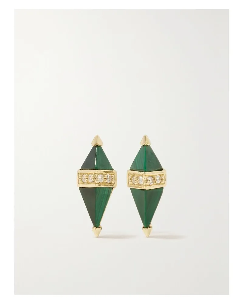 Sorellina Pietra Ohrstecker Aus 18 Karat Gold Mit Malachiten Und Diamanten Gold