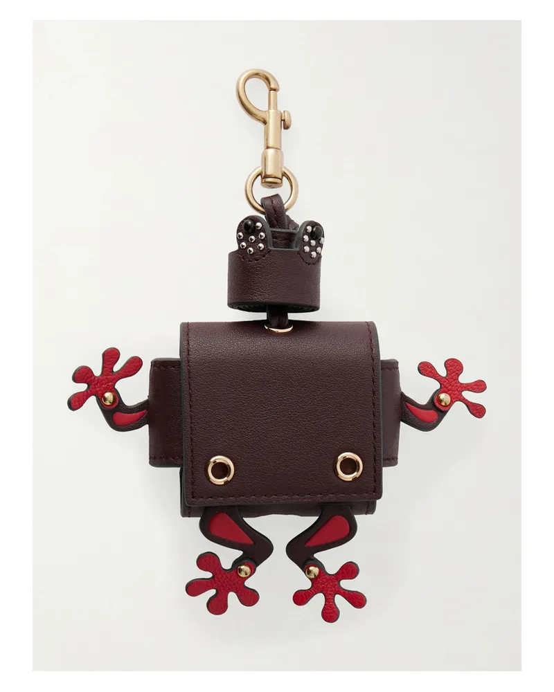 Anya Hindmarch Frog Kopfhöreretui Aus Strukturiertem Leder Mit Goldfarbenen Details - Braun Braun