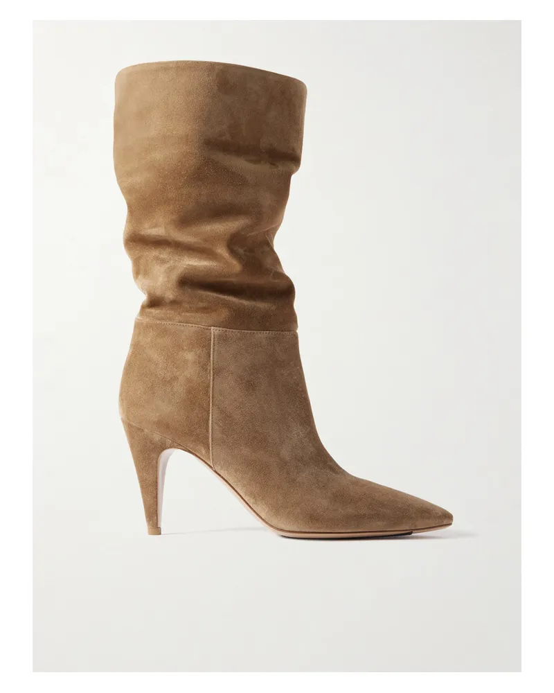 Gianvito Rossi Elise 85 Kniehohe Stiefel Aus Veloursleder - Braun Braun