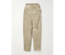 Frayed Denim Midi Skirt - Neutrals