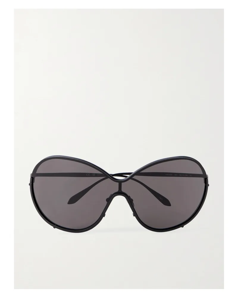 Alaïa Mask Large Round-frame Metal Sunglasses - Black Black