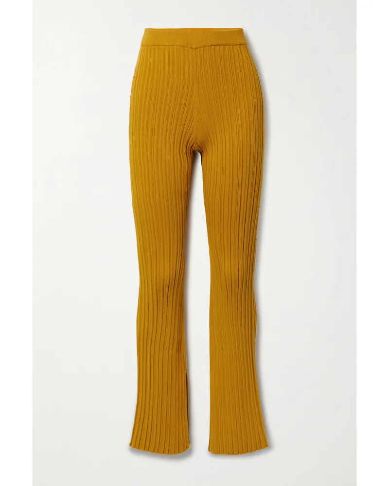 Adam Lippes Schlaghose Aus Einer Gerippten Baumwollmischung - Gelb Gelb
