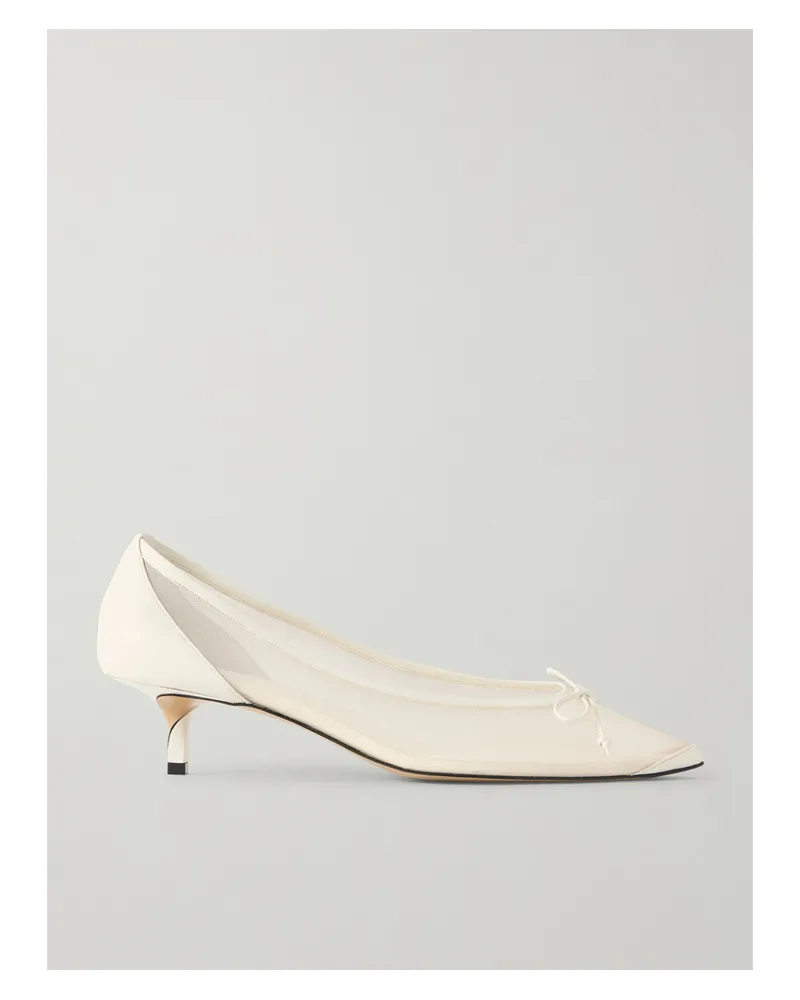 Jacquemus Tourni Pumps Aus Mesh Mit Lederbesätzen Und Schleife - Weiß Weiß