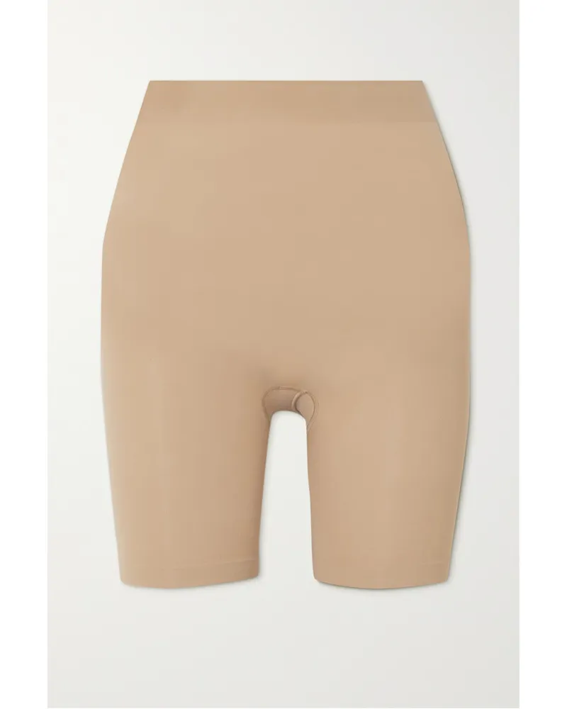 SKIMS Everyday Sculpt High-waisted Mid Thigh Shorts – Clay – Shorts - Stretch-nylon im Farbton „clay Neutral