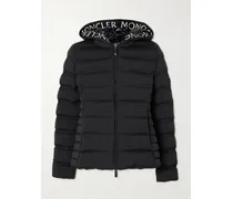 Daunenjacke Aus Gestepptem Shell Mit Webbandbesatz Und Applikation - Schwarz
