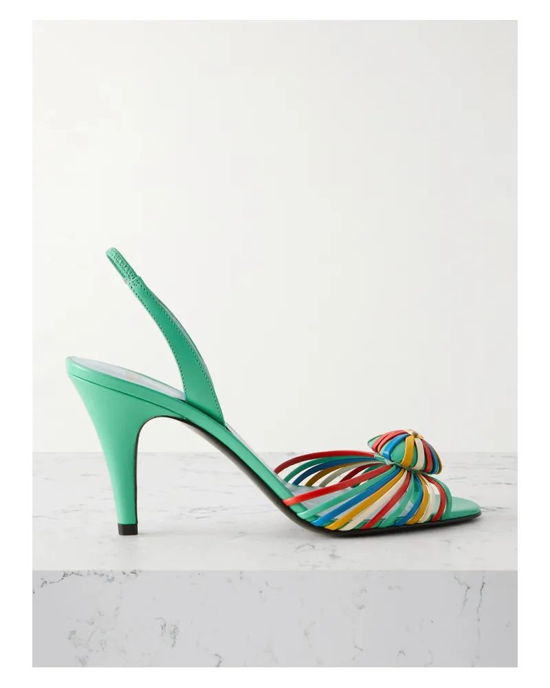 Valentino Garavani 85 Slingback-sandalen Aus Leder Mit Verzierungen - Grün Grün