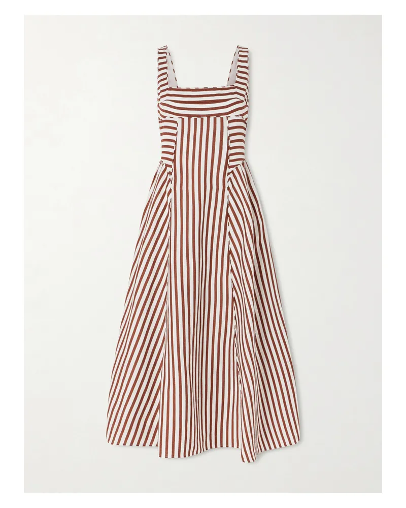 Cult Gaia Carla Midikleid Aus Gestreiftem Webstoff Mit Cut-out - Burgunder Burgunder