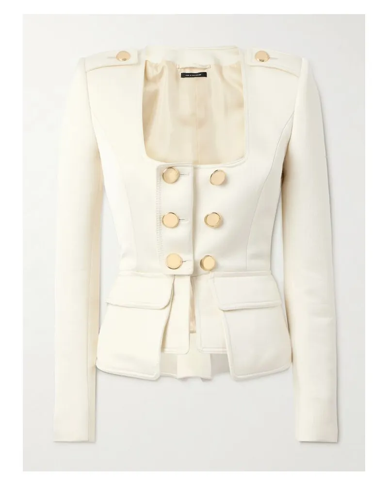 Tom Ford Verkürzte Jacke Aus Faille Aus Einer Wollmischung - Wollweiß Wollweiß