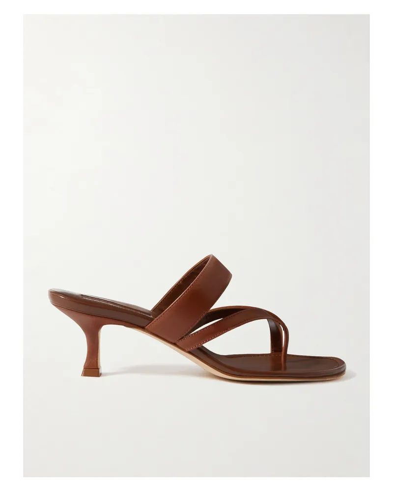 Manolo Blahnik Susa 50 Leather Sandals - Brown Brown