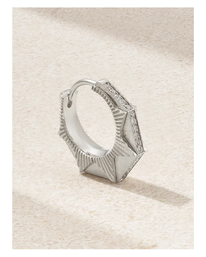 Marie Lichtenberg Nyc 18-karat White Gold Diamond Single Hoop Earring - Silver Silver