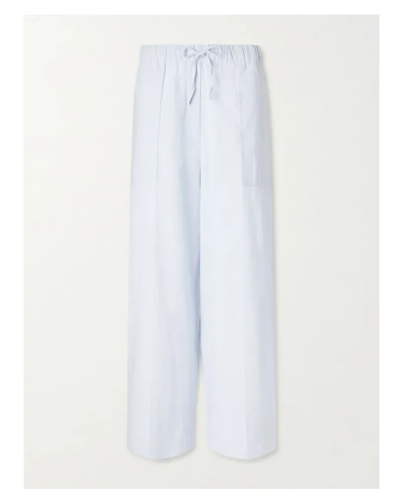 Totême Cotton And Linen-blend Wide-leg Pants - Blue Blue