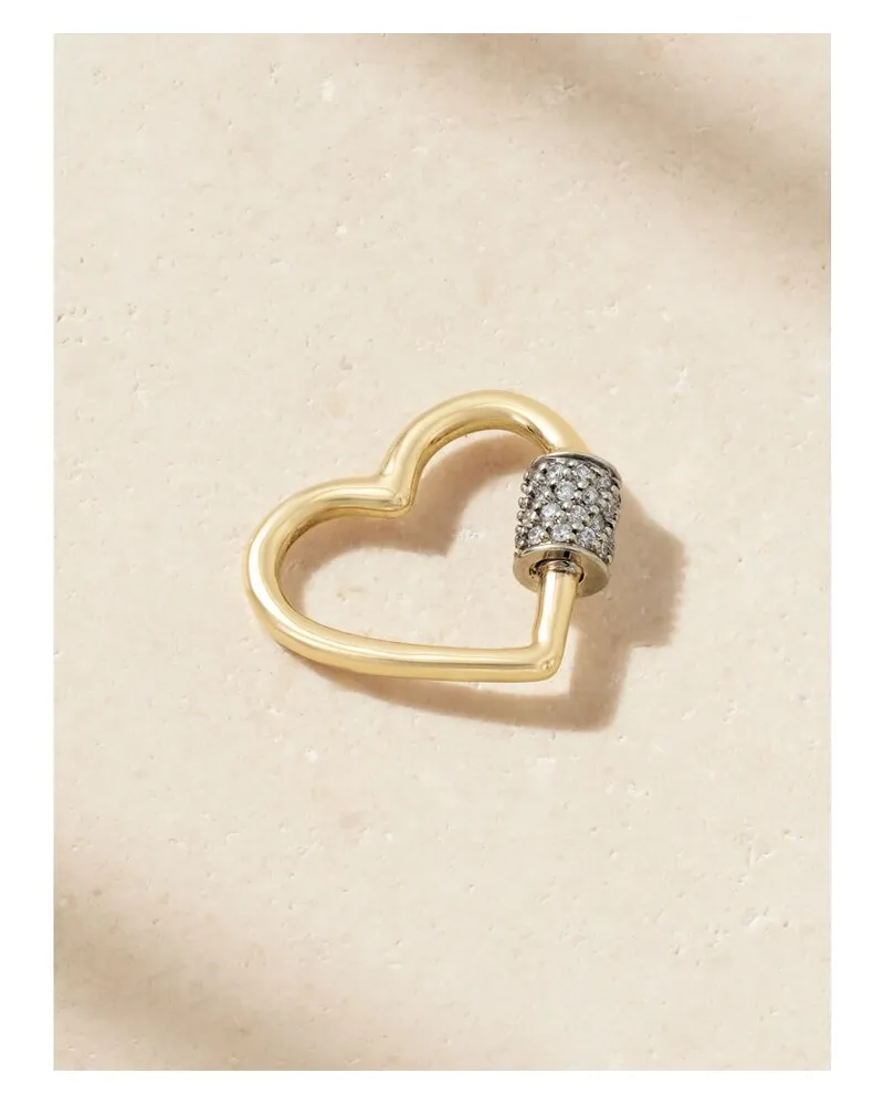 Marla Aaron Stoned Baby Heartlock Anhänger Aus 14 Karat Gold Mit Diamanten Gold