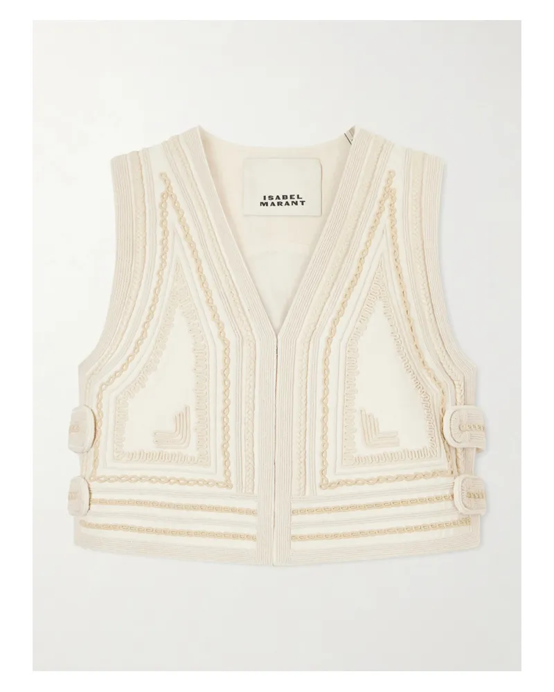 Isabel Marant Blerina Embroidered Cotton Vest - Neutrals Neutrals
