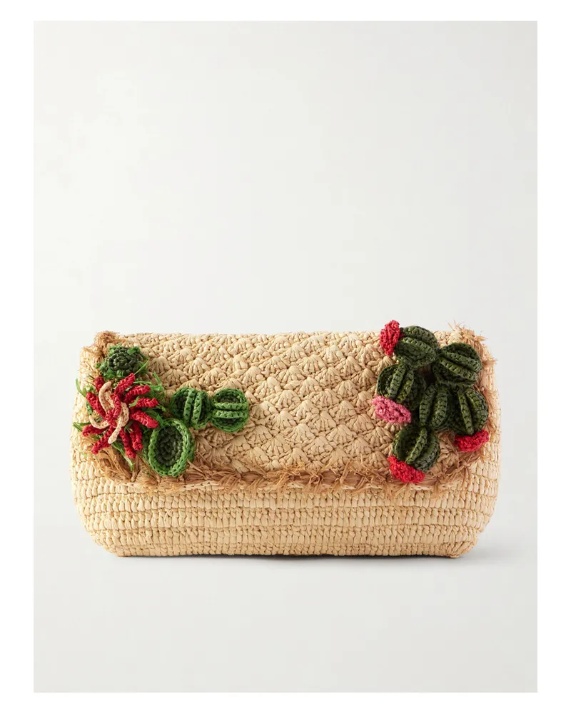Anya Hindmarch Embellished Raffia Clutch - Neutrals Neutrals