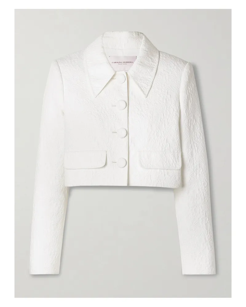Carolina Herrera New York Verkürzte Jacke Aus Cloqué Aus Einer Baumwollmischung - Weiß Weiß