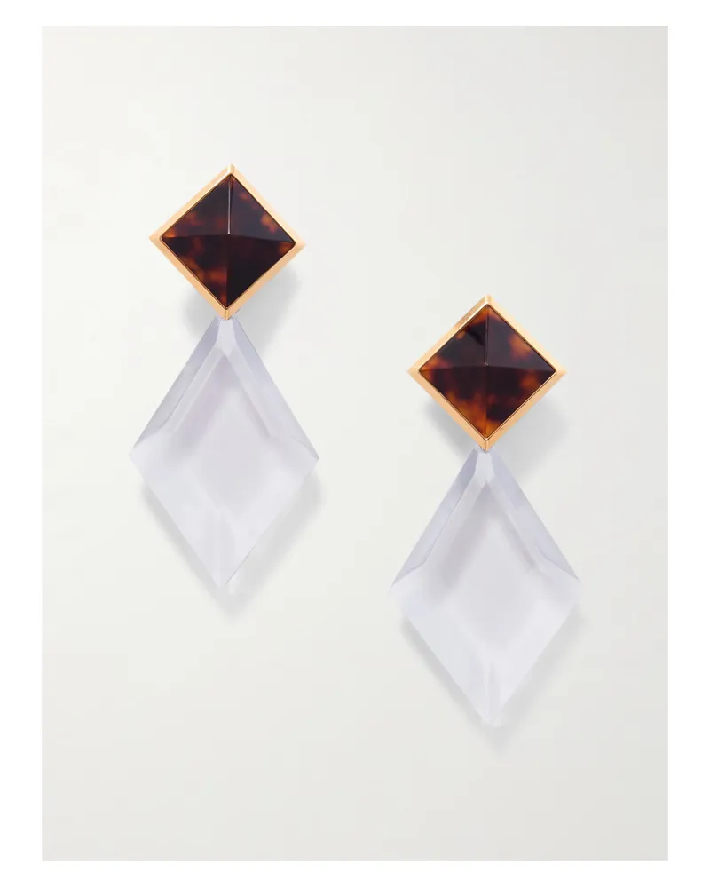 Saint Laurent Cabochon And Pyramid Goldfarbene Ohrclips Braun