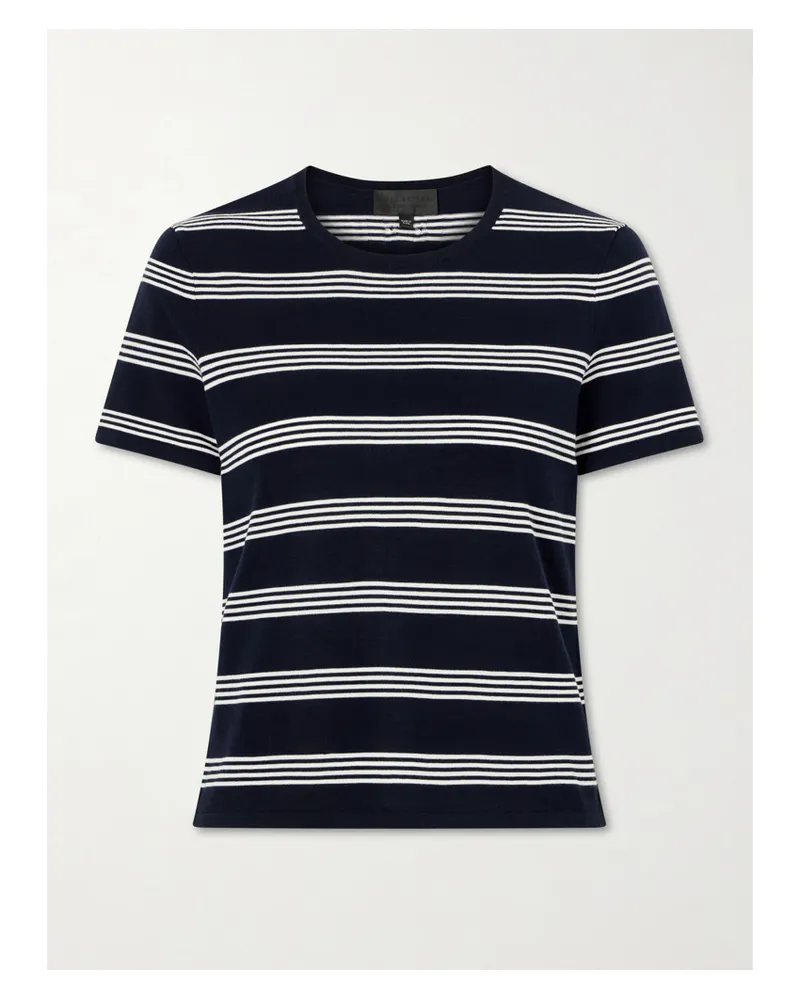 Nili Lotan Lansie Striped Cotton-jersey T-shirt - Blue Blue