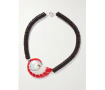 Odessa Kette Mit Silberfarbenen Details, Harz Und Muschel - Braun