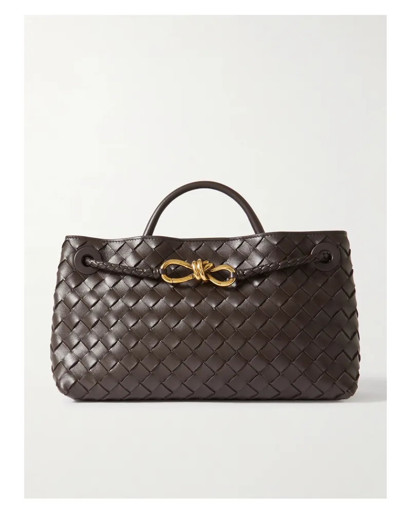 Bottega Veneta East/west Andiamo Small Intrecciato Leather Tote - Brown Brown