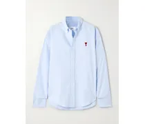 Hemd Aus Baumwoll-oxford Mit Stickerei - Blau