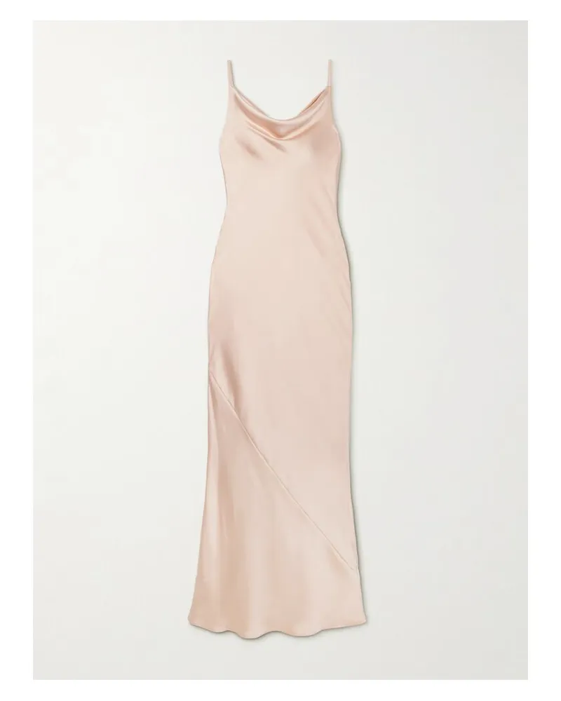 Norma Kamali Maria Maxikleid Aus Satin Mit Falten - Pink Pink