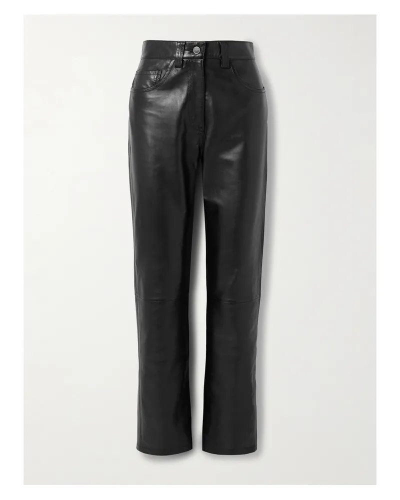 KHAITE Callum Hose Mit Geradem Bein Aus Leder - Schwarz Schwarz